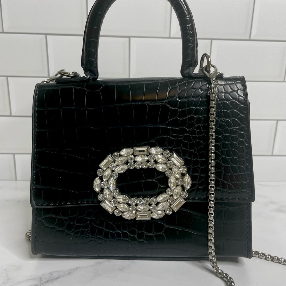 Bershka Black Mini Bag with Elegant Crystal Accents - Picture 3 of 10
